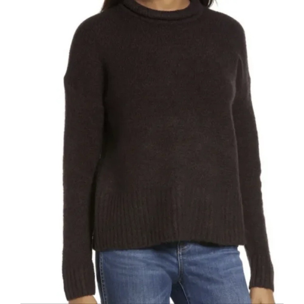 Madewell Fulton Puff Neck Trim Pullover Heather Raisin Sweater Size XS